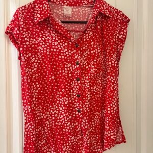 No Boundaries Red Floral Button-Down Shirt Medium